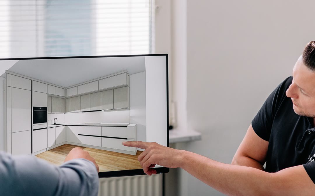 Küchenplanung am Bildschirm bei System & Idee in Schönefeld